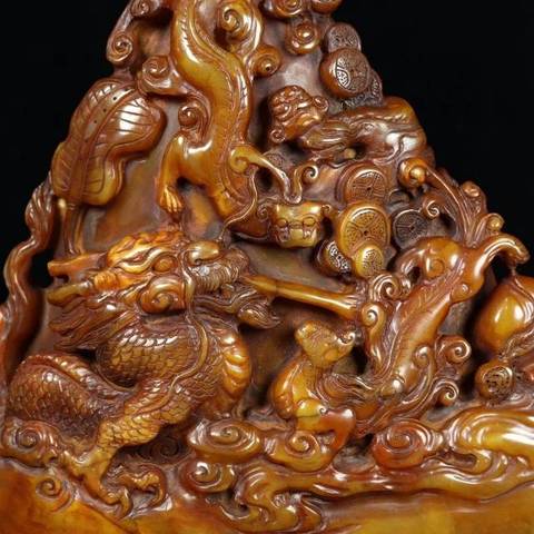 古玩玉器壽山石雕“龍紋印”真品鑒賞圖