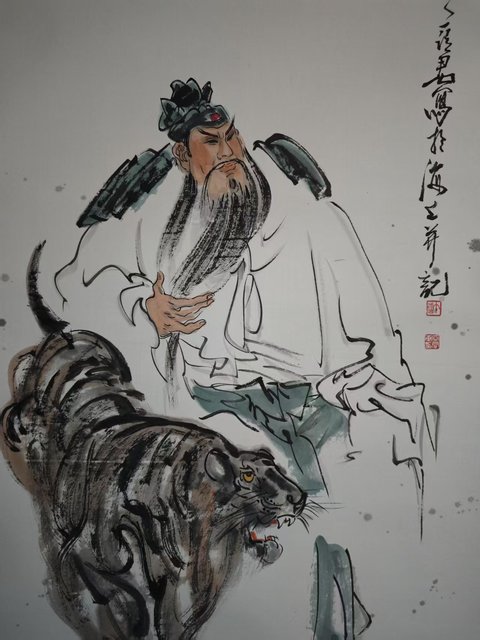 古玩字畫大紅袍畫家上海美協會員許亞君關圣圖拍賣，當前價格699元