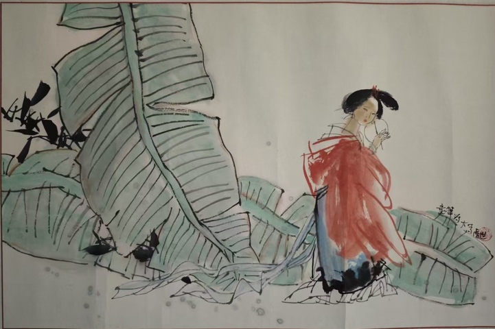 古玩字畫中美協會員中國工筆畫協會會員文世彪芭蕉仕女圖拍賣,當前價格699元