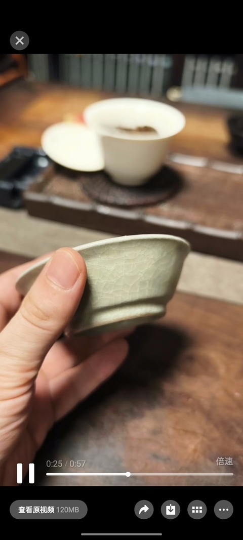 古玩陶瓷龍泉黃釉冰片紋直壁洗真品鑒賞圖
