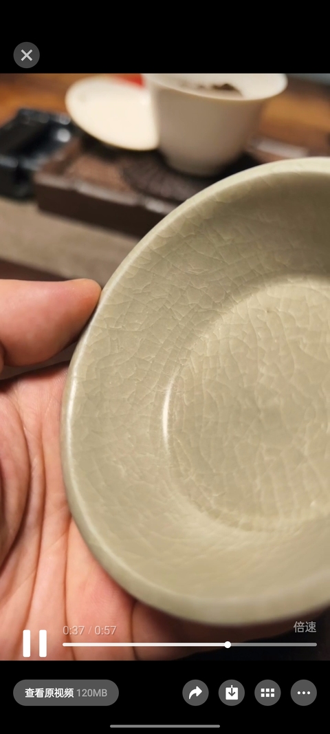 古玩陶瓷龍泉黃釉冰片紋直壁洗真品鑒賞圖