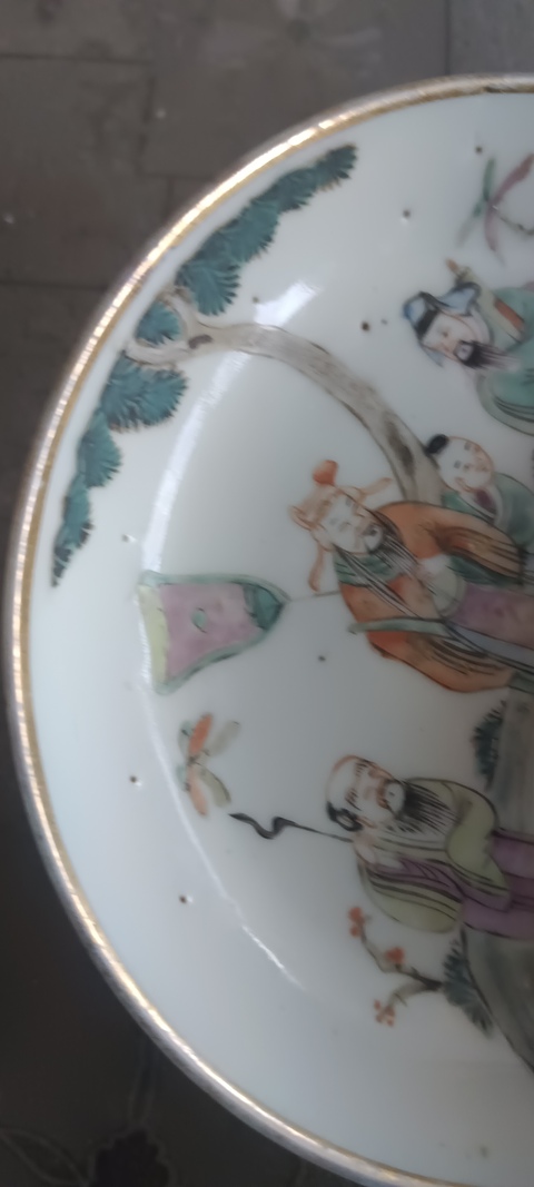 古玩陶瓷三星高照圖粉彩盤拍賣，當前價格1200元