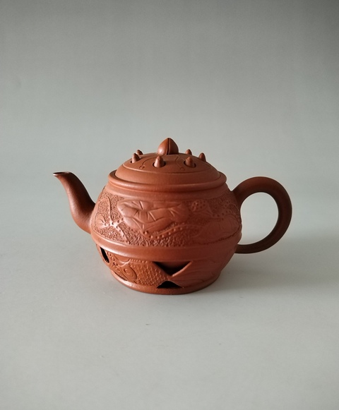 古玩雜項(范志強原礦青水泥)荷花蓮子壺拍賣,當前價格1998元