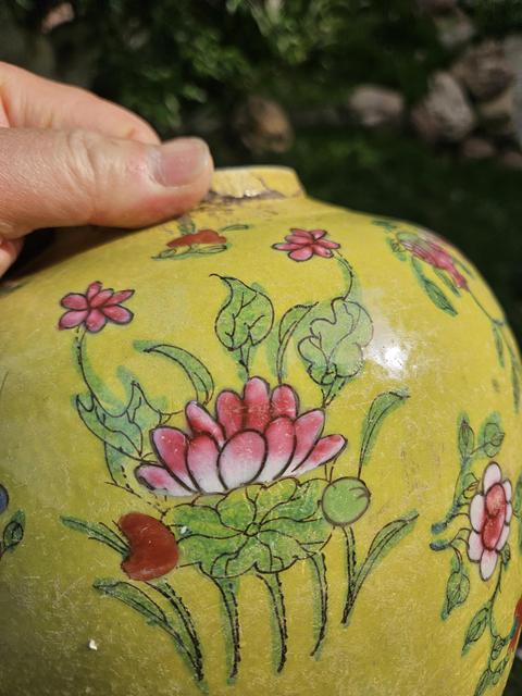 古玩陶瓷花蝶紋粉彩罐真品鑒賞圖