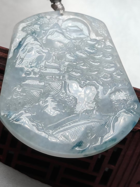 古玩玉器天然翡翠山水玉墜(帶翡翠鑒定證書)拍賣,當(dāng)前價(jià)格1500元
