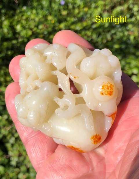 古玩玉器和田玉雕“三陽開泰”擺件真品鑒賞圖