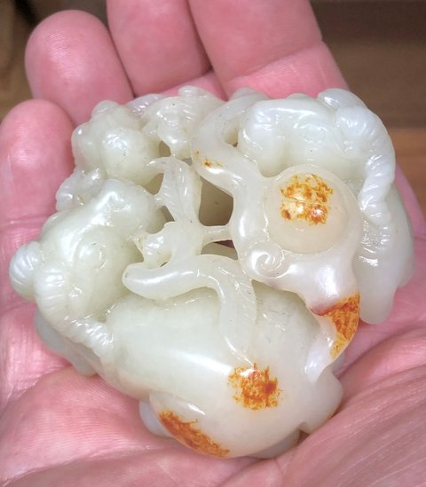 古玩玉器和田玉雕“三陽開泰”擺件真品鑒賞圖