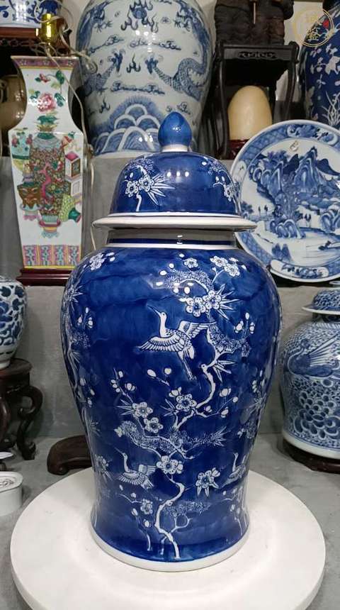 古玩陶瓷【超大尺寸】創(chuàng)匯.青花將軍罐拍賣,當(dāng)前價(jià)格550元