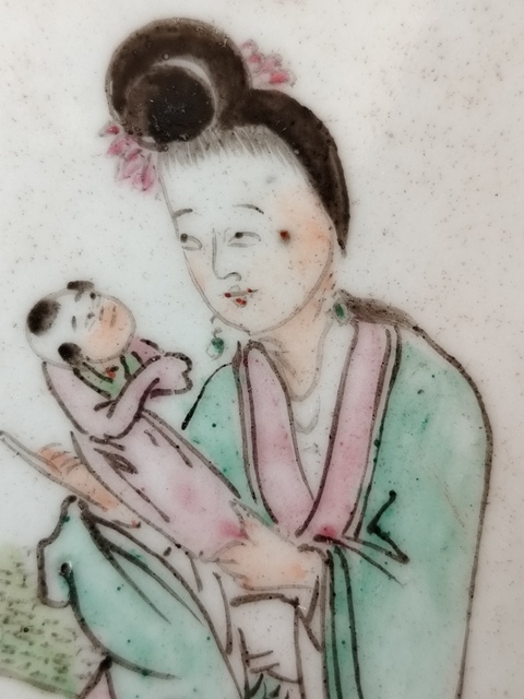 古玩陶瓷清末民初粉彩人物瓷板拍賣,當前價格299元
