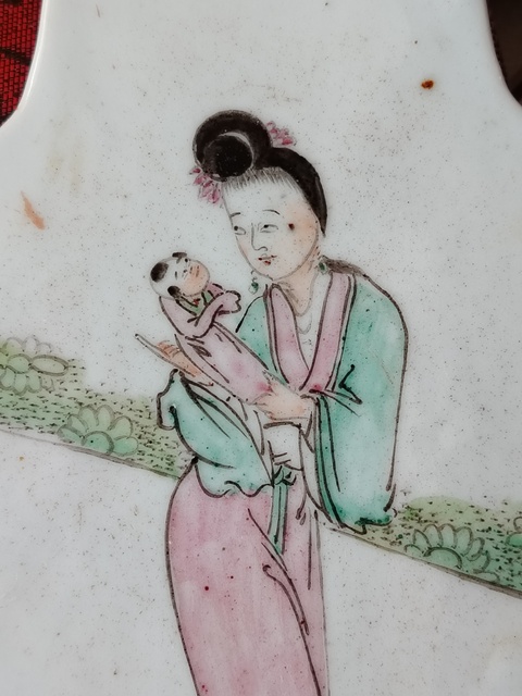 古玩陶瓷清末民初粉彩人物瓷板拍賣,當前價格299元