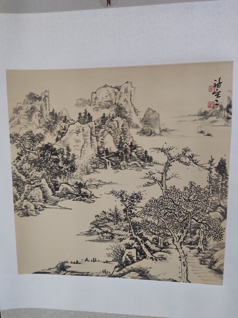 古玩字畫手工精裱名家李逸野山水拍賣，當前價格1288元