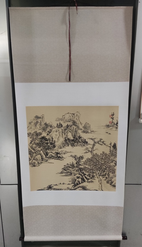 古玩字畫手工精裱名家李逸野山水拍賣，當前價格1288元