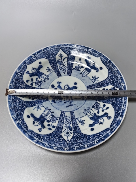 古玩陶瓷雍正-五子嬰戲紋青花盤拍賣,當前價格2288元