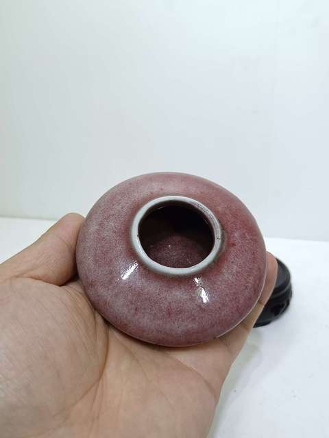 古玩陶瓷清中期紅釉水盂拍賣，當前價格8500元