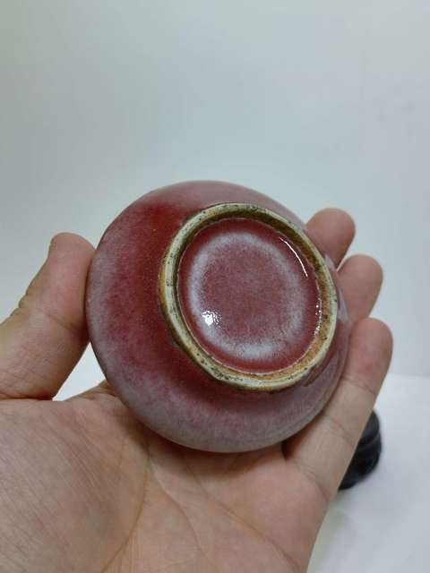 古玩陶瓷清中期紅釉水盂拍賣，當前價格8500元