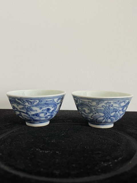古玩陶瓷青花淡描花卉紋杯真品鑒賞圖