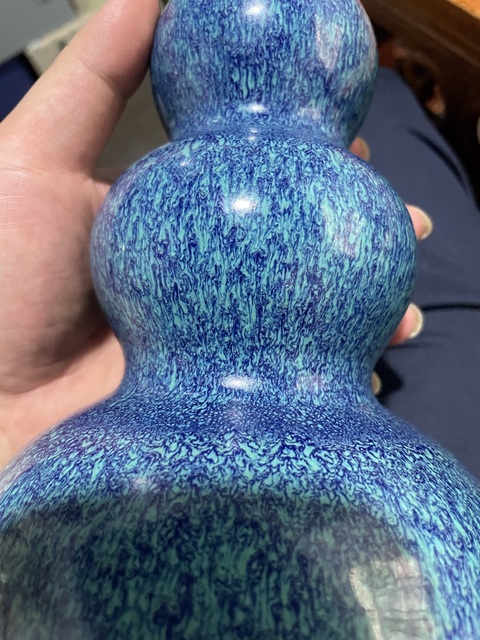 古玩陶瓷爐鈞釉葫蘆瓶真品鑒賞圖