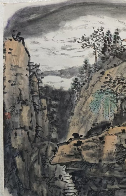 古玩字畫(huà)福建福鼎美協(xié)主席福建美協(xié)書(shū)協(xié)雙協(xié)會(huì)員羅健山水拍賣(mài),當(dāng)前價(jià)格699元
