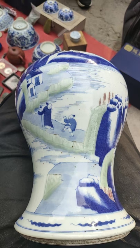 古玩陶瓷釉里三色殘瓶真品鑒賞圖