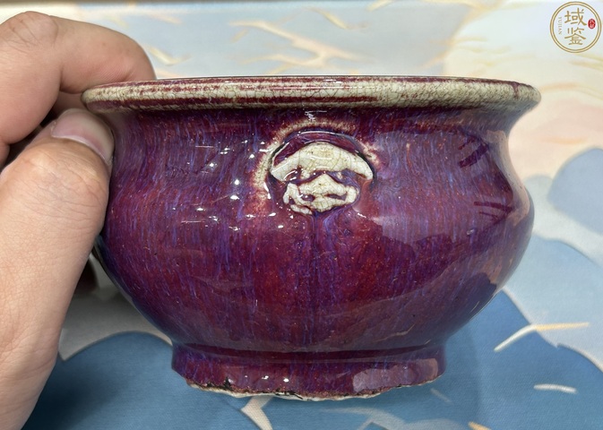 古玩陶瓷清早雍正均紅窯變獅耳琴爐拍賣,當(dāng)前價格23000元