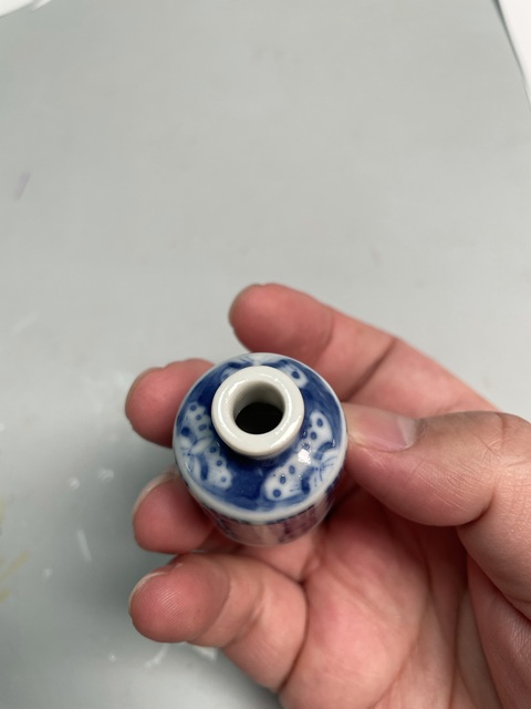 古玩陶瓷清晚期?青花壽字紋鼻煙壺拍賣，當前價格2800元