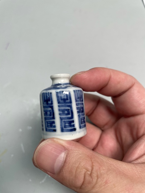 古玩陶瓷清晚期?青花壽字紋鼻煙壺拍賣，當前價格2800元
