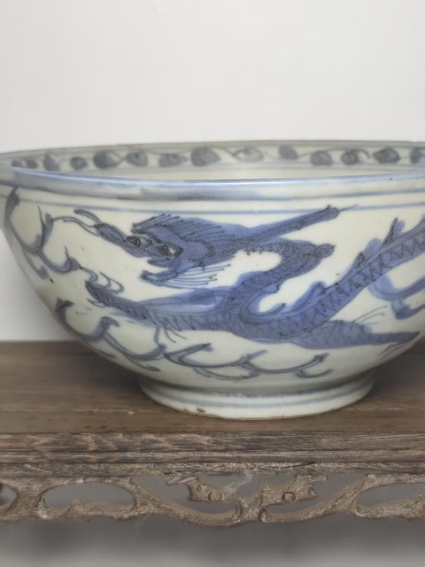 古玩陶瓷明晚·青花龍鳳紋碗拍賣，當(dāng)前價格2500元