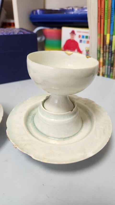 古玩陶瓷北宋湖田窯盞托一對拍賣，當(dāng)前價(jià)格38000元