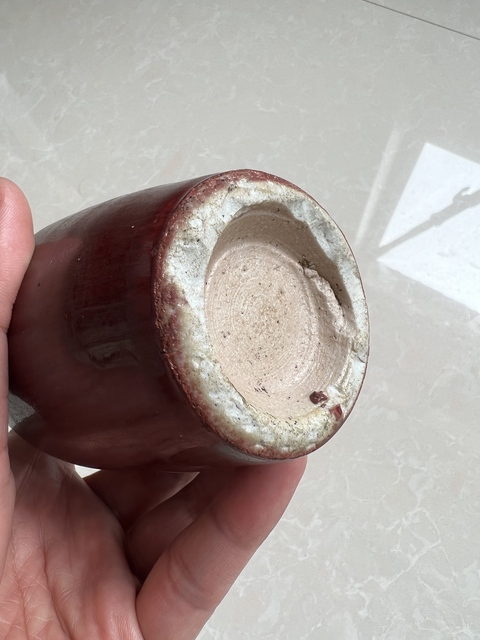 古玩陶瓷紅釉瓶標本真品鑒賞圖