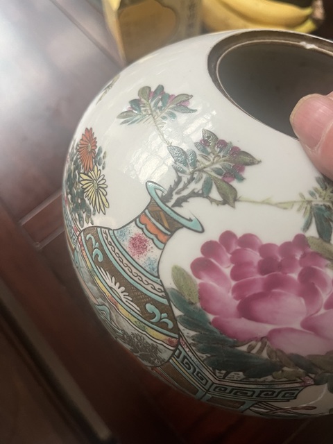 古玩陶瓷清晚期 淺絳博古名家戴裕成西瓜罐真品鑒賞圖