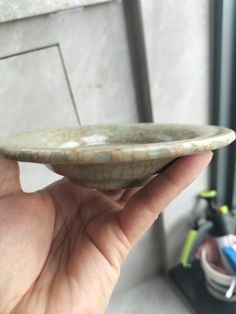 古玩陶瓷優品明早期龍泉窯帝皇綠翡翠玉化官釉盤拍賣，當前價格1680000元