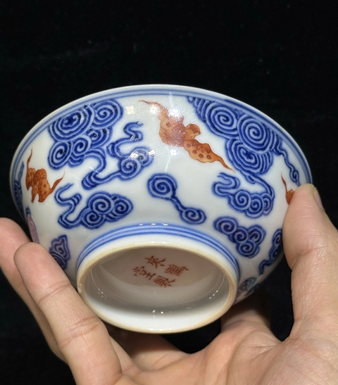 古玩陶瓷青花洪福齊天宮式茶碗拍賣，當(dāng)前價格22000元