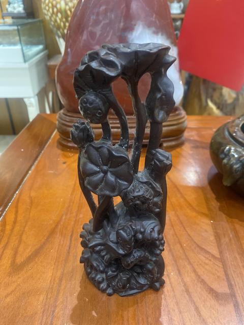 古玩雜項荷花鯉魚擺件真品鑒賞圖