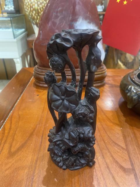 古玩雜項荷花鯉魚擺件真品鑒賞圖