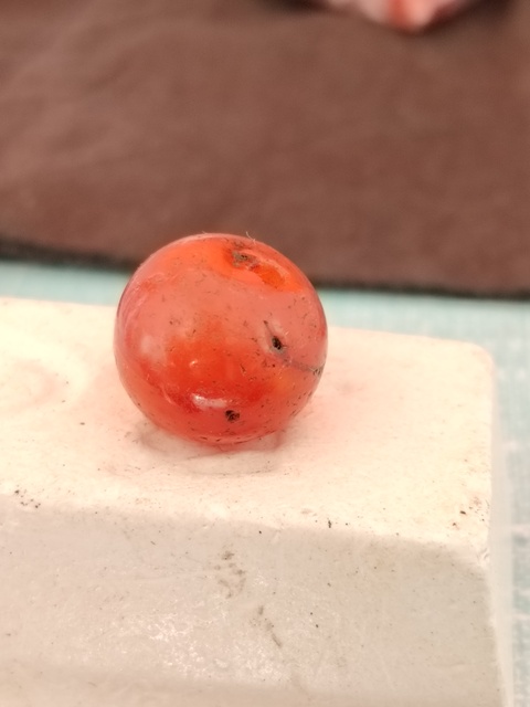 古玩玉器天然紅瑪瑙珠真品鑒賞圖