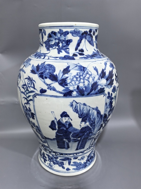 古玩陶瓷青花人物將軍罐真品鑒賞圖