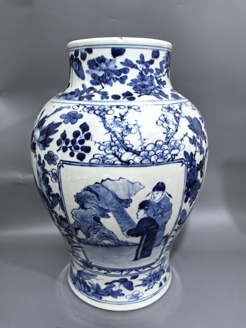 古玩陶瓷青花人物將軍罐真品鑒賞圖