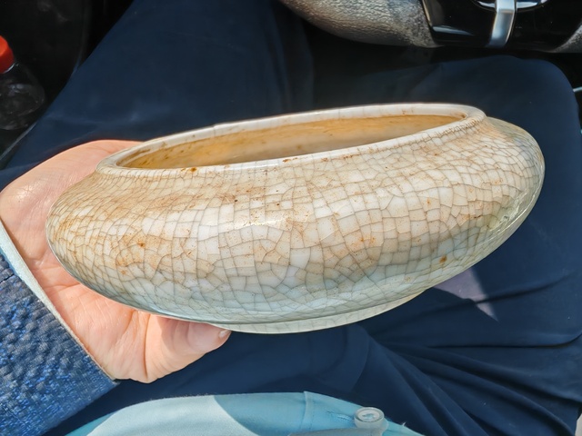 古玩陶瓷哥釉開片紋筆洗真品鑒賞圖