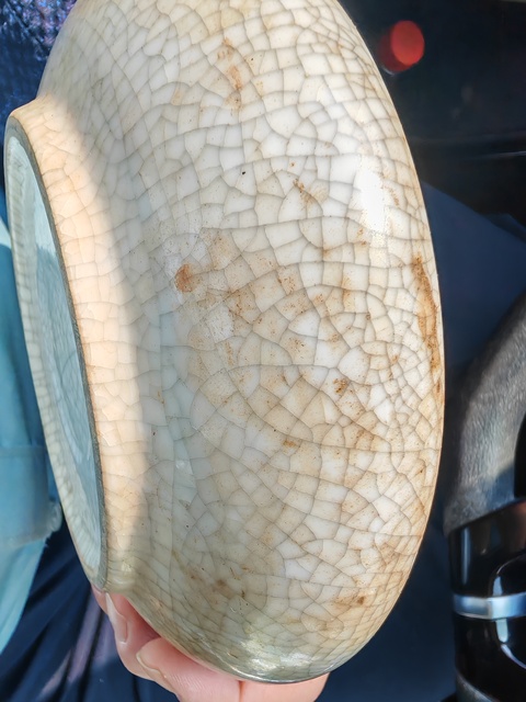 古玩陶瓷哥釉開片紋筆洗真品鑒賞圖