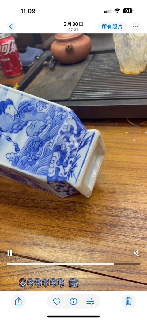 古玩陶瓷青花人物故事碗菱形瓶真品鑒賞圖