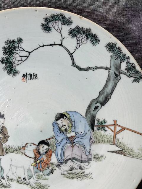 古玩陶瓷清末民初粉彩(黃耳傳書)大盤拍賣,當(dāng)前價(jià)格28888元