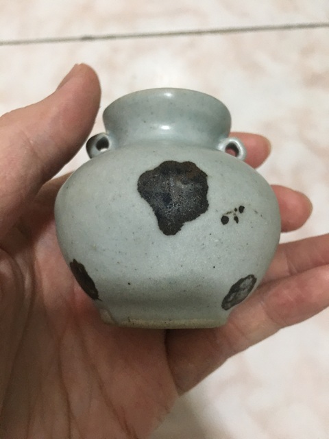 古玩陶瓷元代點(diǎn)彩雙系水盂拍賣，當(dāng)前價(jià)格0元