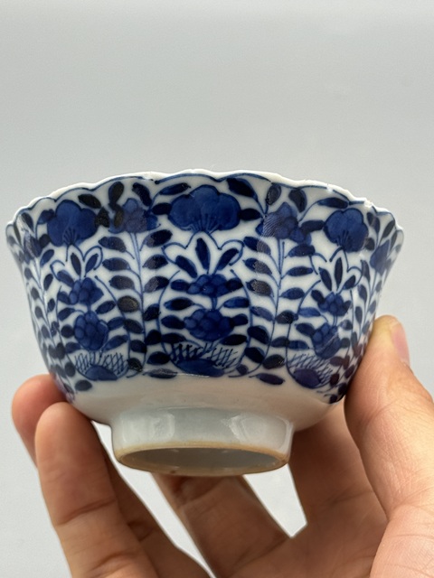 古玩陶瓷清光緒青花花卉紋開窗花口杯拍賣,當前價格1485元