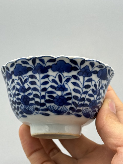 古玩陶瓷清光緒青花花卉紋開窗花口杯拍賣,當前價格1485元