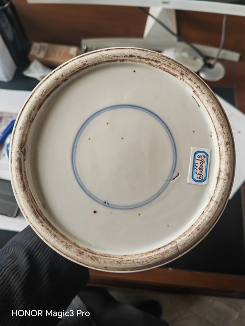古玩陶瓷青花留白梅紋開光山水紋將軍罐真品鑒賞圖