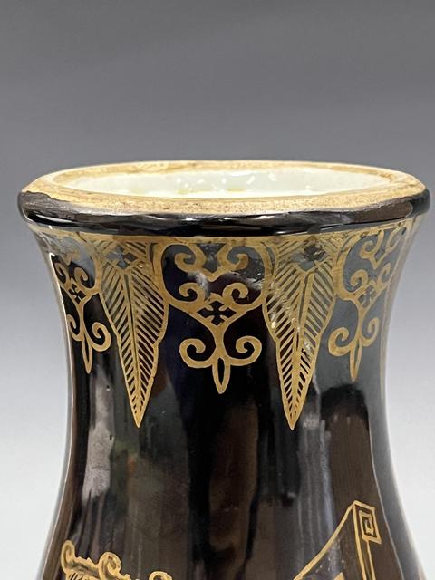 古玩陶瓷烏金釉描金觀音瓶真品鑒賞圖