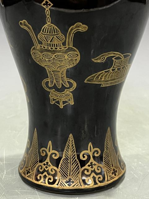 古玩陶瓷烏金釉描金觀音瓶真品鑒賞圖