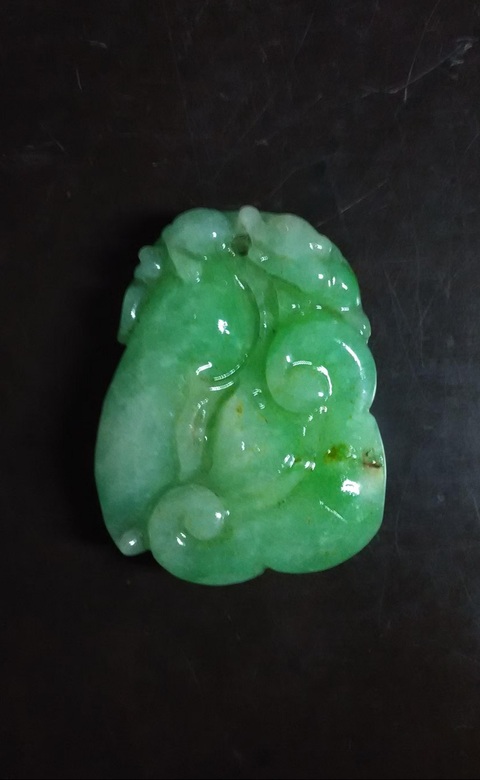 古玩玉器翡翠雕“如意”掛件真品鑒賞圖