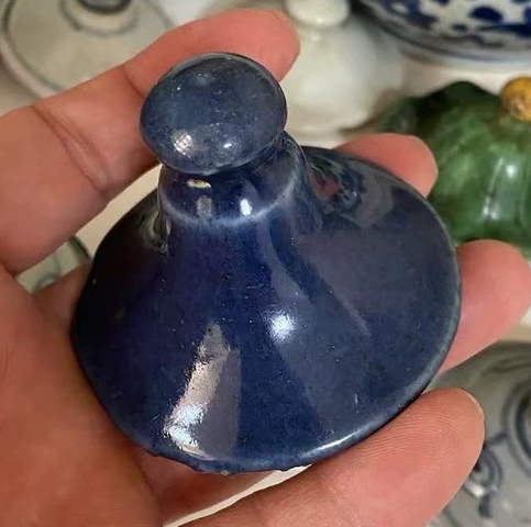 古玩陶瓷藍釉蓋真品鑒賞圖
