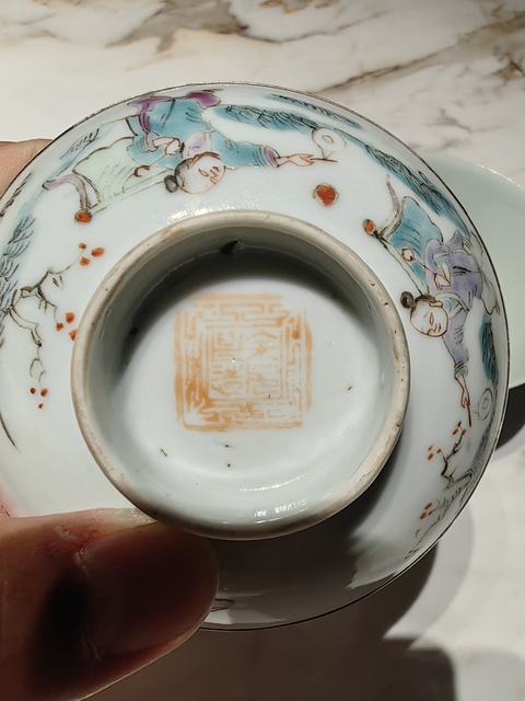 古玩陶瓷粉彩麒麟送子蓋碗真品鑒賞圖